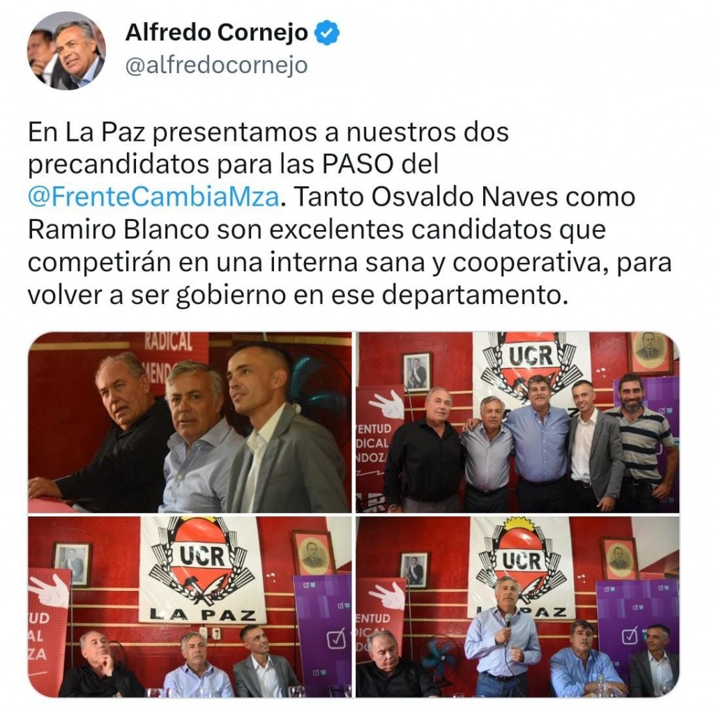 Alfredo Cornejo presentó a sus candidatos para competir La Paz 