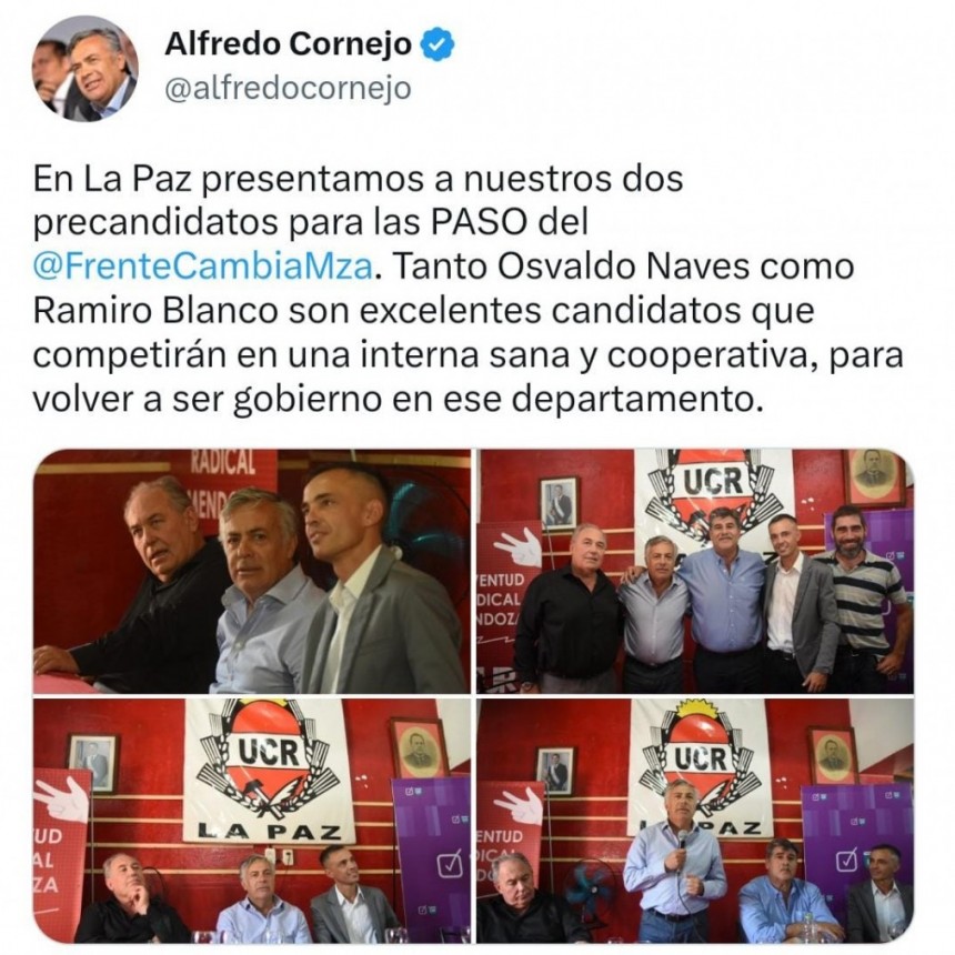 Alfredo Cornejo presentó a sus candidatos para competir La Paz 