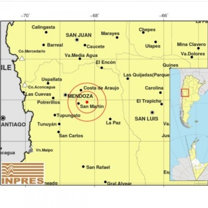 Temblor sacude Mendoza: Epicentro cerca de San Martín 