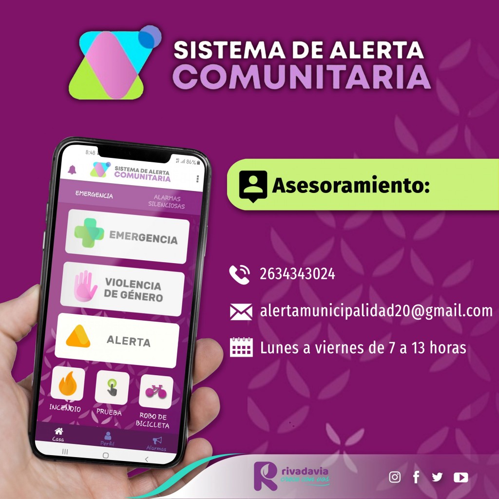 Sumate al sistema preventivo de Alerta Comunitaria en Rivadavia 