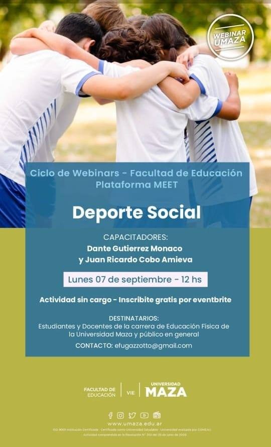 El Club Eliseo Ortiz invita a Conferencia Virtual sobre el Deporte Social 
